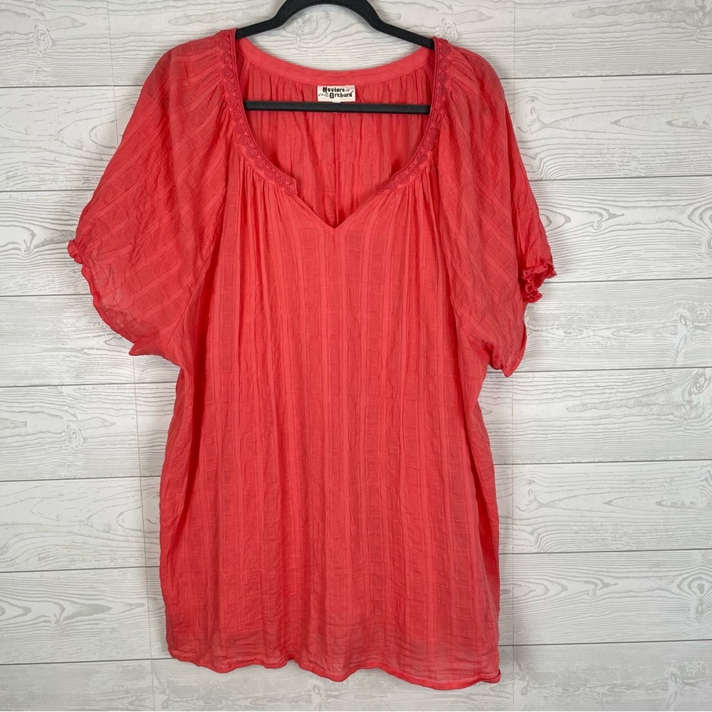 Hester & Orchard Coral V-Neck Blouse Size 3X